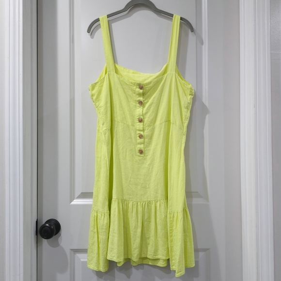 NEW YORK & COMPANY Linen Blend Strappy Lemon Yellow Mini Dress, Size XL - Picture 10 of 13